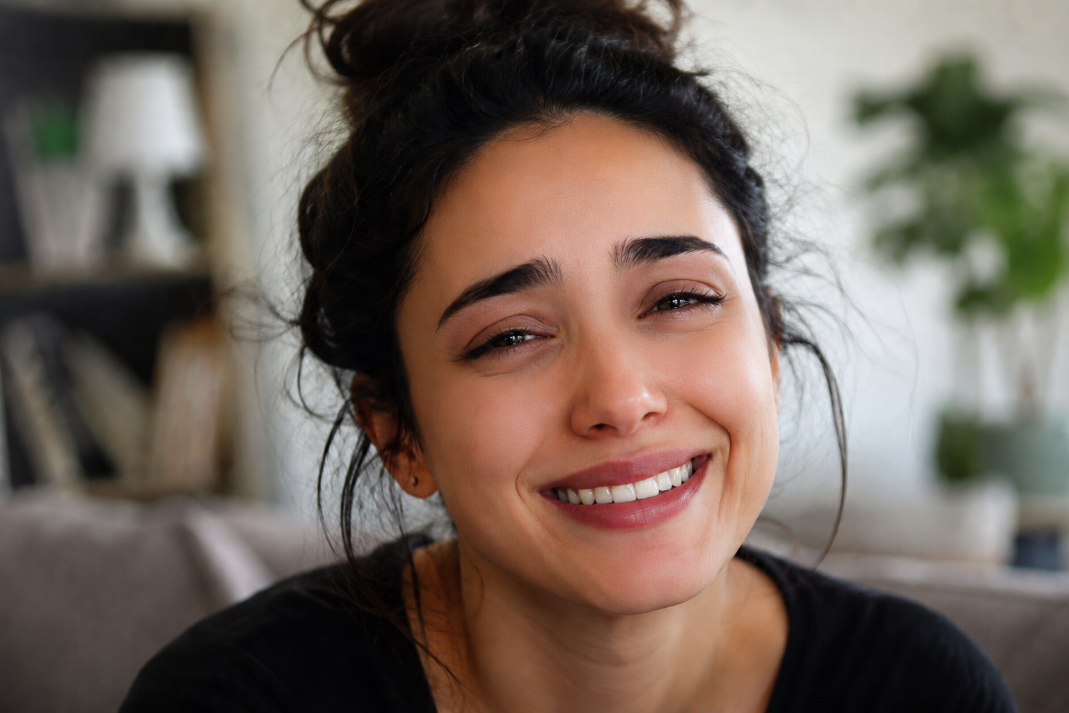 A woman smiling on the outside while hiding deep sadness — a powerful visual representation of smiling depression and silent depression, where people mask their emotional pain with a smile